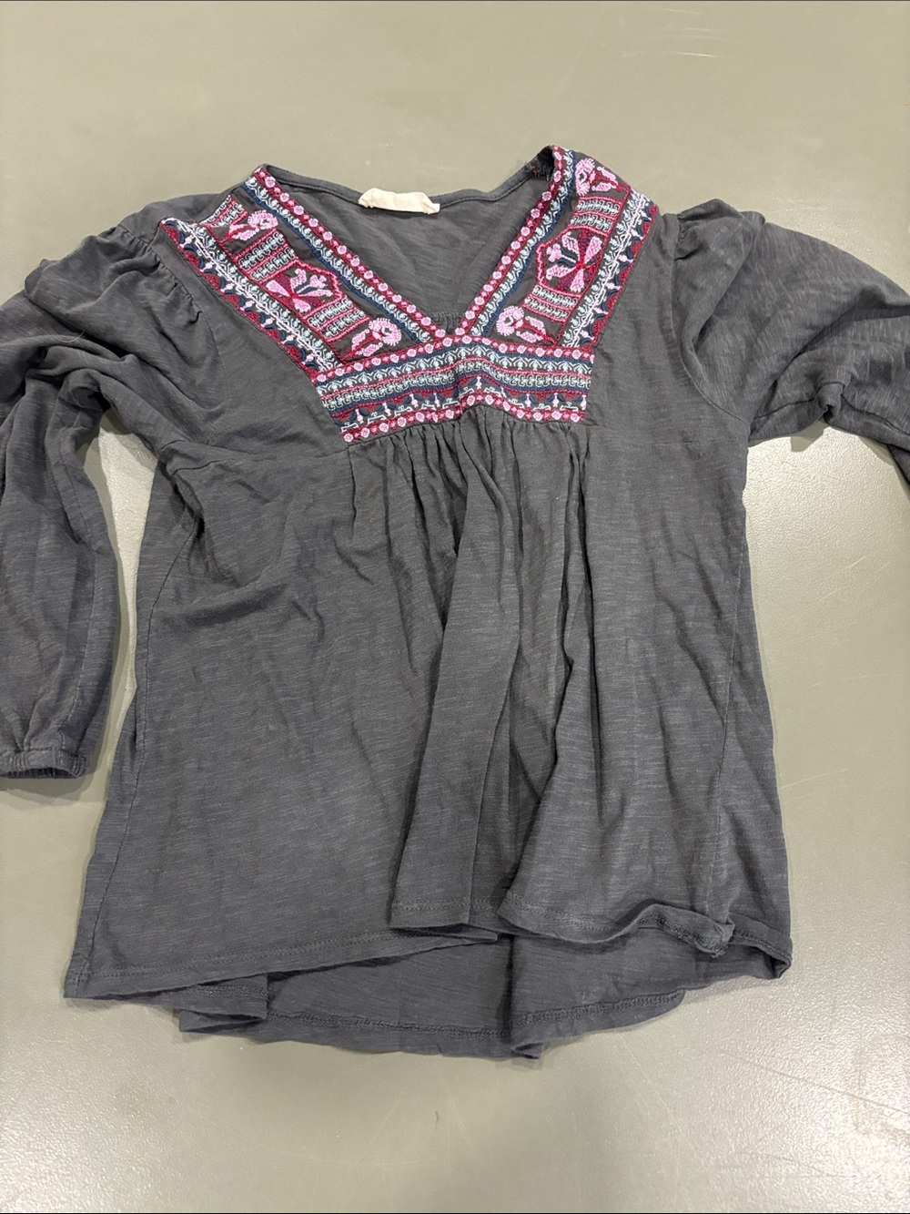 Lucky Brand Women's Gray Scoop Neck Tunic Top